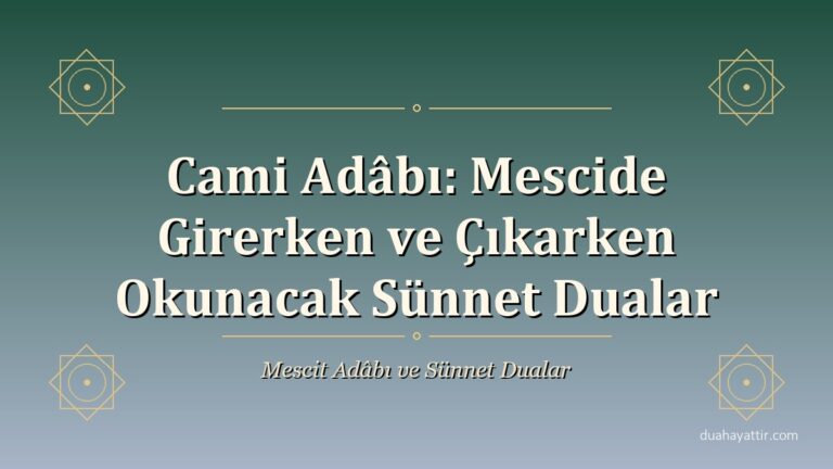 Cami Adâbı: Mescide Girerken ve Çıkarken Okunacak Sünnet Dualar