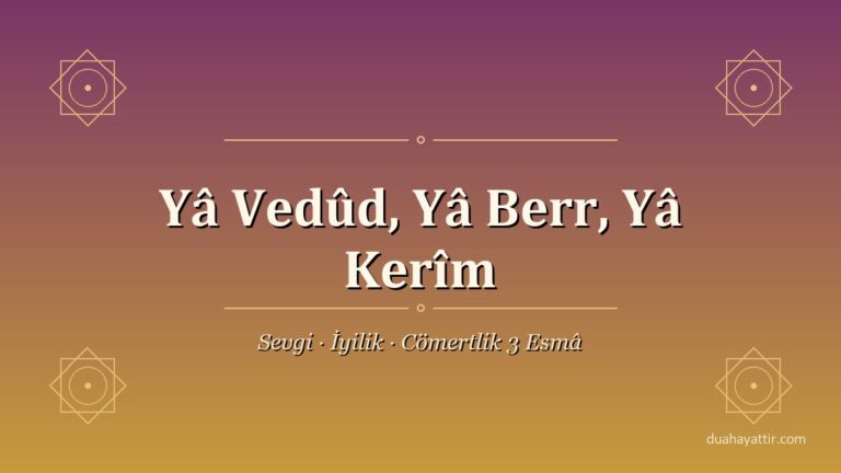 Yâ Vedûd, Yâ Berr, Yâ Kerîm: Sevgi, İyilik ve Cömertlik İçin 3 Esmâ